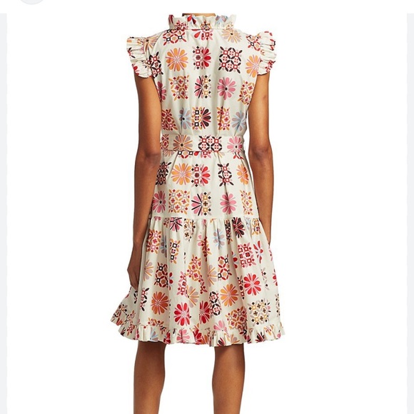 La doubleJ Dress Short & Sassy Vetrata floral Flared Ruffle Sleeve Dress M - Picture 2 of 9